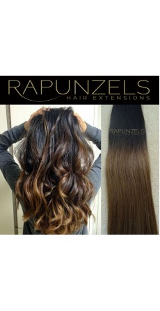 110 Gram 18" Hair Weave/Weft Colour #1B/8 Off Black to Golden Brown Dip Dye/Ombre (Full Head)